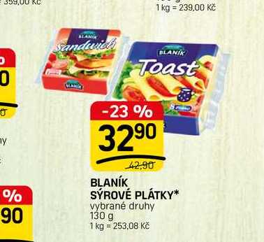 BLANÍK SÝROVÉ PLÁTKY* vybrané druhy 130 g 