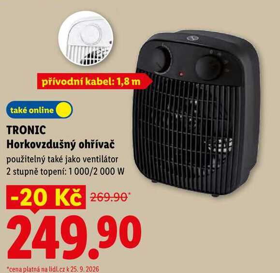 TRONIC Horkovzdušný ohřívač, použitelný také jako ventilátor