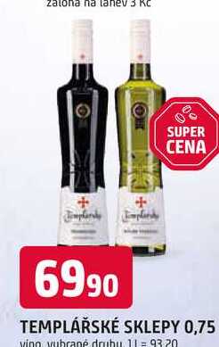 TEMPLÁŘSKÉ SKLEPY 0,75l víno