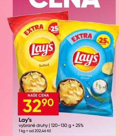 Lay's vybrané druhy 120-130 g + 25%