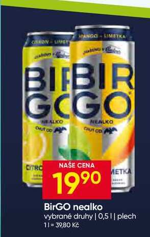 BirGO nealko vybrané druhy 0,5l plech
