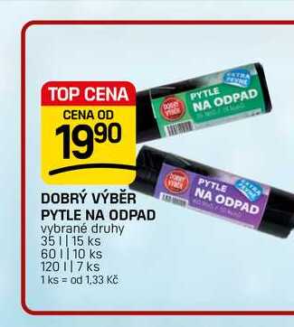 DOBRÝ VÝBĚR PYTLE NA ODPAD vybrané druhy 351|15 ks