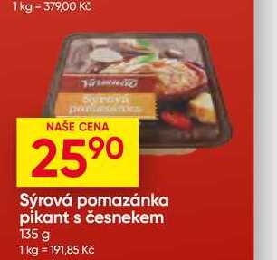 Sýrová pomazánka pikant s česnekem 135 g