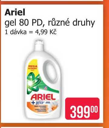 Ariel gel 80 PD, různé druhy 