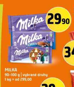 MILKA 90-100 g vybrané druhy
