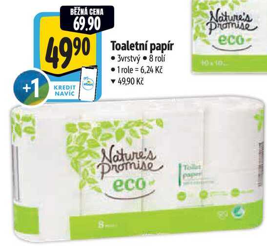 Toaletní papír, 3vrstvý, 8 rolí