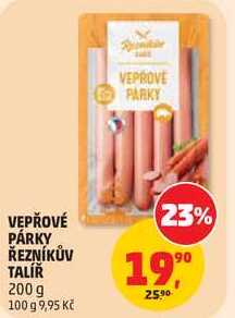 VEPŘOVÉ PÁRKY ŘEZNÍKŮV TALÍŘ, 200 g  