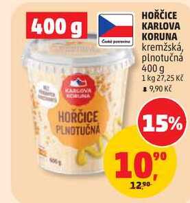 HOŘČICE KARLOVA KORUNA kremžská, 400 g