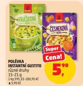 POLÉVKA INSTANTNÍ GUSTITO různé druhy, 15-21 g 