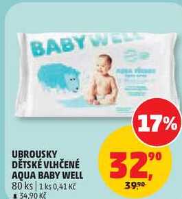UBROUSKY DĚTSKÉ VLHČENÉ AQUA BABY WELL, 80 ks