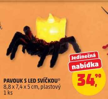 PAVOUK S LED SVÍČKOU 8,8 x 7,4 x 5 cm, plastový, 1 ks