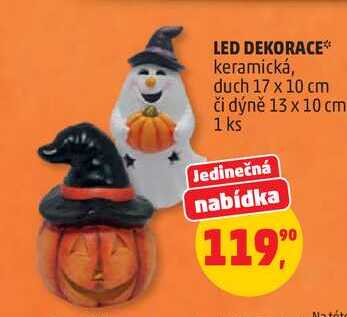 LED DEKORACE keramická, duch 17 x 10 cm či dýně 13 x 10 cm, 1 ks
