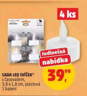 SADA LED SVÍČEK s časovačem, 3,8 x 1,8 cm, plastová, 1 balení 