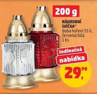 NÁHROBNÍ SVÍČKA doba hoření 55 h, červená/bílá, 1 ks  