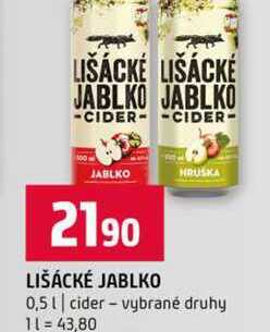 LIŠÁCKÉ JABLKO 0,5l cider vybrané druhy