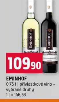 EMINHOF 0,75l přívlastkové víno vybrané druhy 