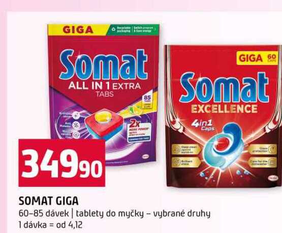 SOMAT GIGA 60-85 dávek tablety do myčky vybrané druhy