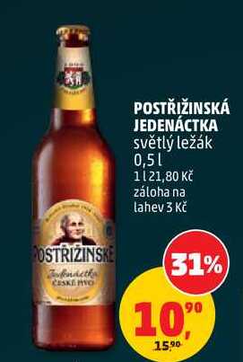 POSTŘIŽINSKÁ JEDENÁCTKA světlý ležák, 0,5 l