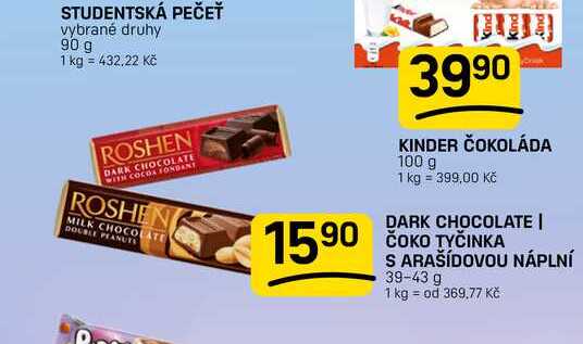 DARK CHOCOLATE | ČOKO TYČINKA S ARAŠÍDOVOU NÁPLNÍ 39-43 g 