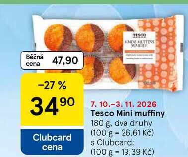 Tesco Mini muffiny, 180 g 
