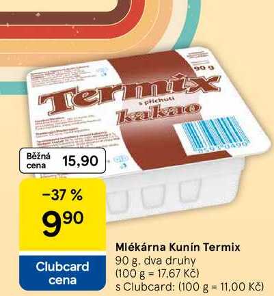 Mlékárna Kunín Termix, 90 g, dva druhy