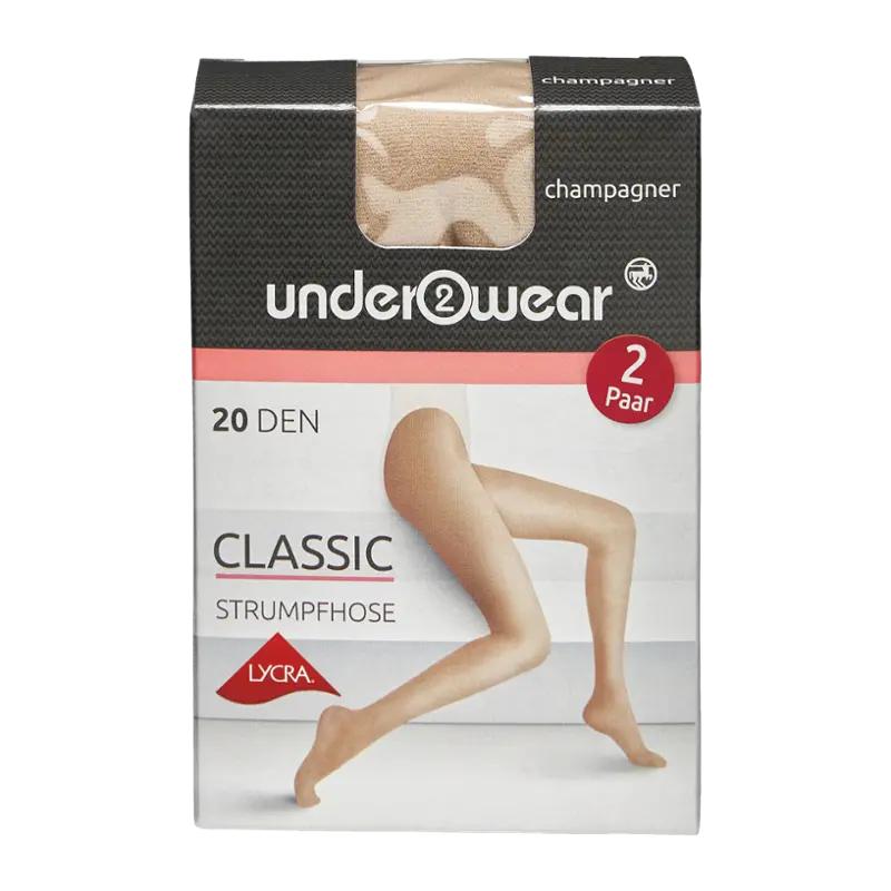 under2wear Punčochové kalhoty 2pack champagne 20 DEN, 2 ks