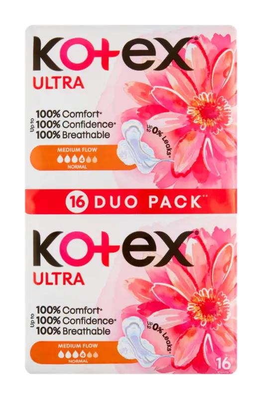 kotex Hygienické vložky Ultra Normal s křidélky Duopack, 16 ks
