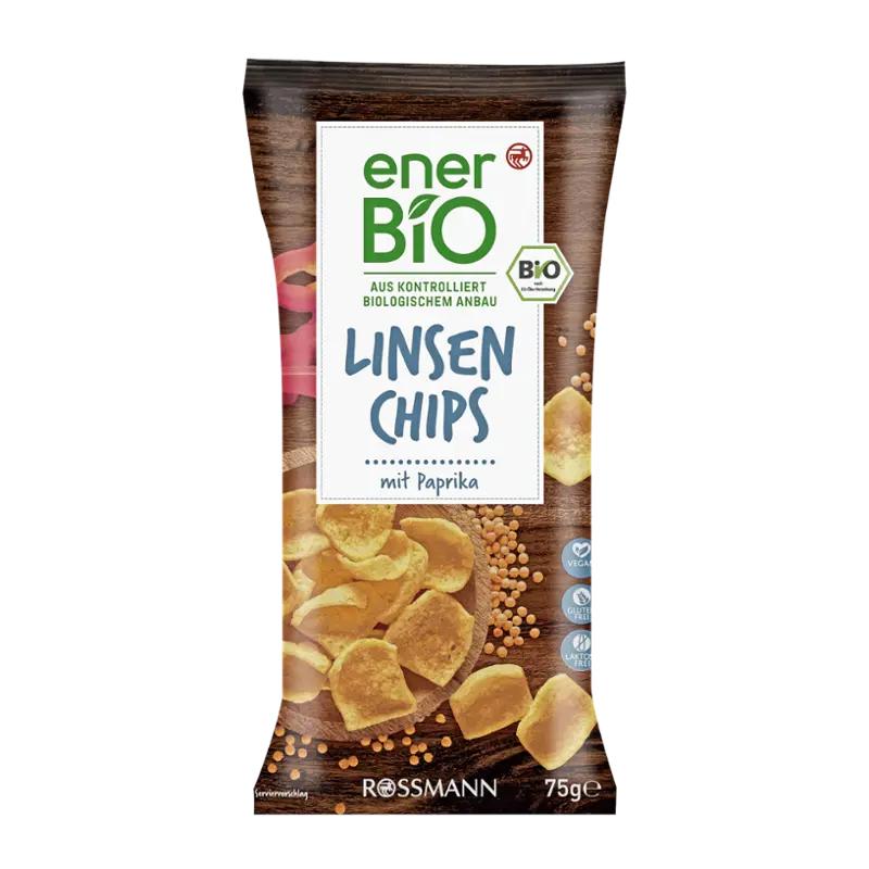 enerBiO BIO čočkové chipsy s paprikou, 75 g