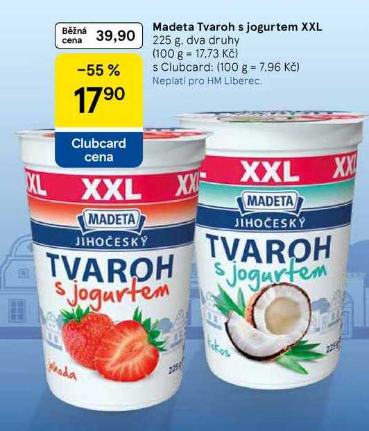 Madeta Tvaroh s jogurtem XXL, 225 g, dva druhy