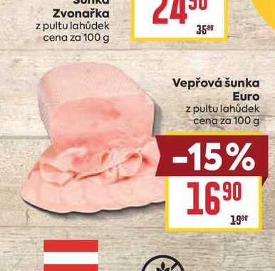 Vepřová šunka Euro z pultu lahůdek cena za 100 g
