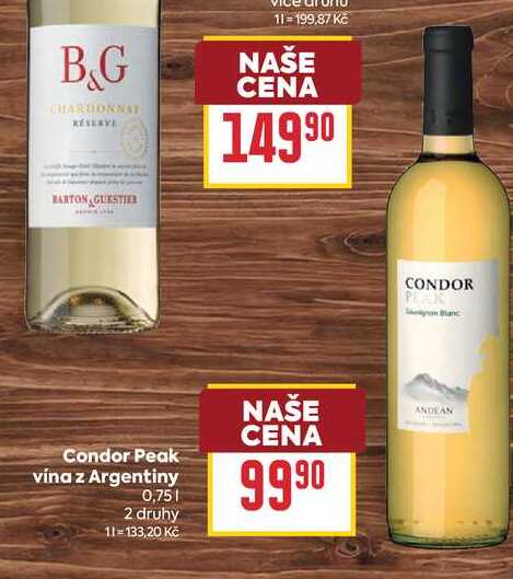 Condor Peak vína z Argentiny 0,75l