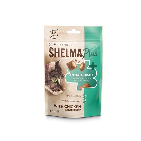 Shelma Snack GF kočka Anti-hairball,polšt,maso,borův