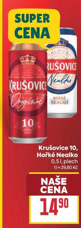 Krušovice 10, Hořké Nealko 0,51, plech