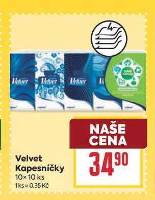 Velvet Kapesníčky 10×10 ks