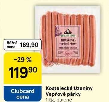 Kostelecké uzeniny Vepřové párky, 1 kg