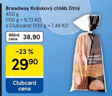 Breadway Kváskový chléb žitný, 400 g