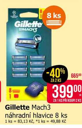Gillette Mach3 náhradní hlavice 8 ks
