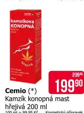 Cemio Kamzík konopná mast hřejivá 200 ml