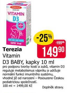 Terezia Vitamin D3 BABY, kapky 10 ml