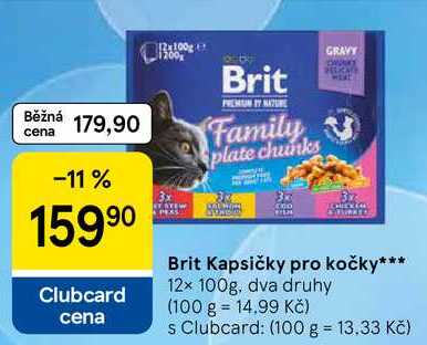 Brit Kapsičky pro kočky, 12× 100g, dva druhy
