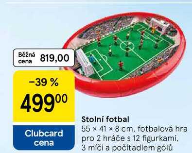 Stolní fotbal 55 x 41 x 8 cm, fotbalová hra pro 2 hráče s 12 figurkami, 3 míči a počítadlem gólů
