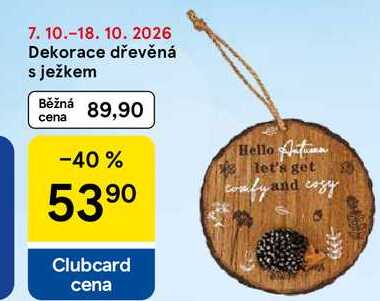 Dekorace dřevěná s ježkem