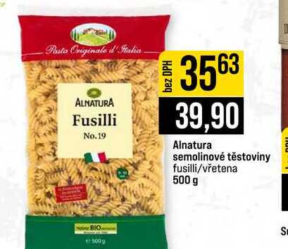Alnatura semolinové těstoviny fusilli vřetena 500 g 