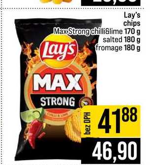 Lay's chips Max Strong chilli&lime 170 g salted 180 g fromage 180 g