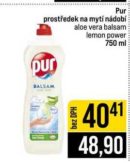 Pur prostředek na mytí nádobí aloe vera balsam lemon power 750 ml