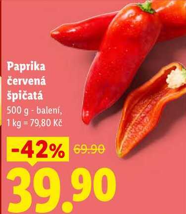 Paprika červená špičatá, 500 g - balení
