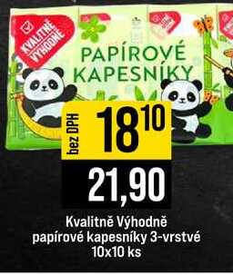 Kvalitně Výhodně papírové kapesníky 3-vrstvé 10x10 ks