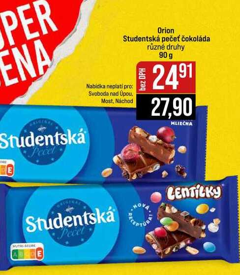 Orion Studentská pečeť čokoláda různé druhy 90 g 