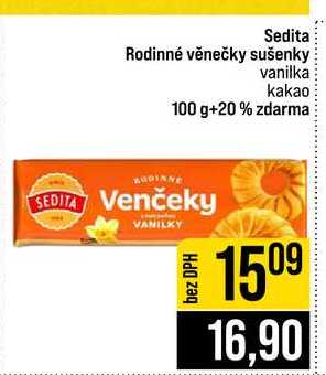 Sedita Rodinné věnečky sušenky vanilka kakao 100 g+20% zdarma