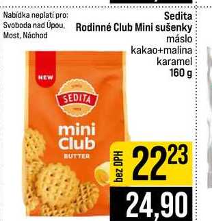 Sedita Rodinné Club Mini sušenky máslo kakao+malina karamel 160 g